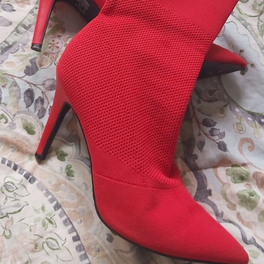 Red heel boots